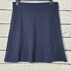 Alfani Women’s Navy Lace Skirt Size 12 Lined A-Line Floral Circle Crochet Midi C